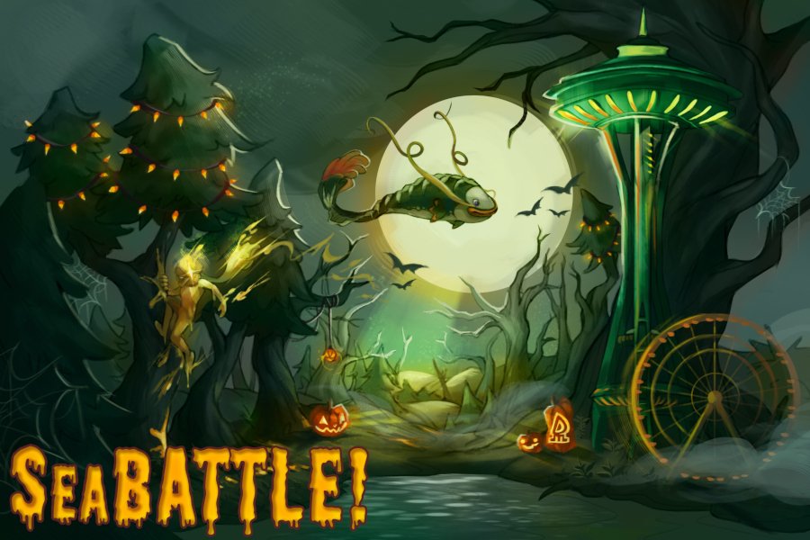 Spooky forest SeaBATTLE postcard